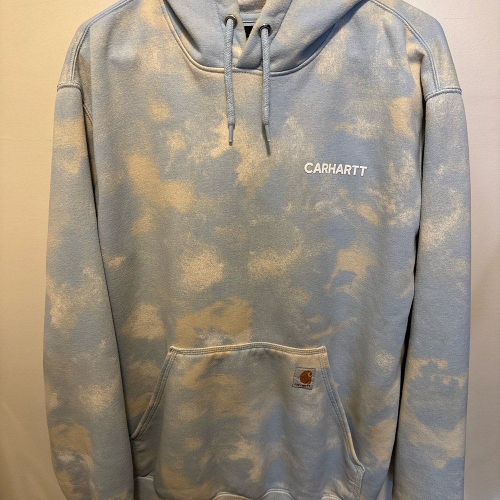 Carhartt Loose Fit Hoodie Light Blue Cloud Wash Medium — Soft Workwear Fleece